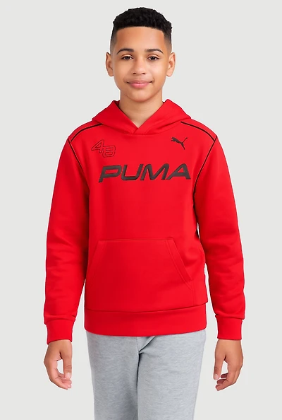 Boys 48 Puma Graphic Kangaroo Pocket Hooded Sweatshirt