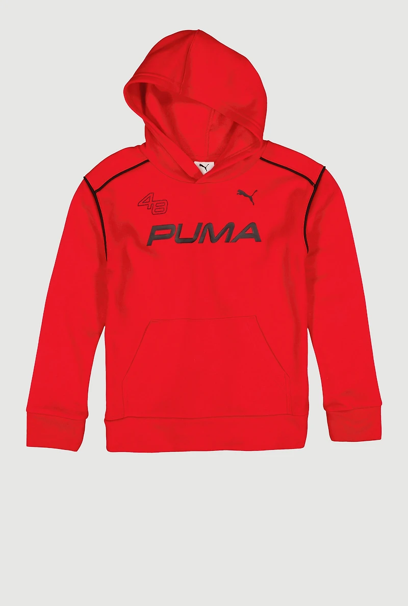 Boys 48 Puma Graphic Kangaroo Pocket Hooded Sweatshirt