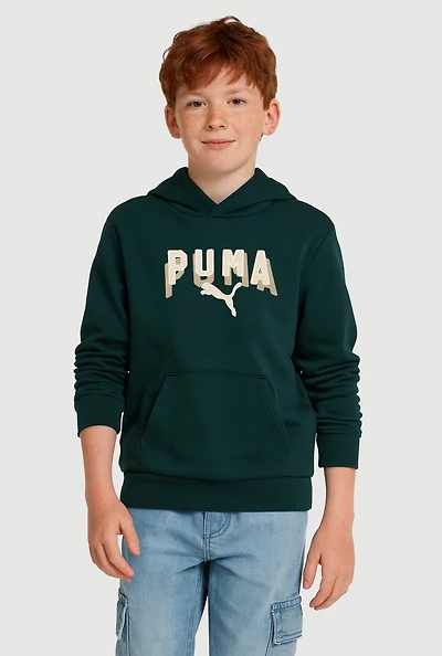 Boys Hooded Puma Graphic Kangaroo Pocket Sweatshirt