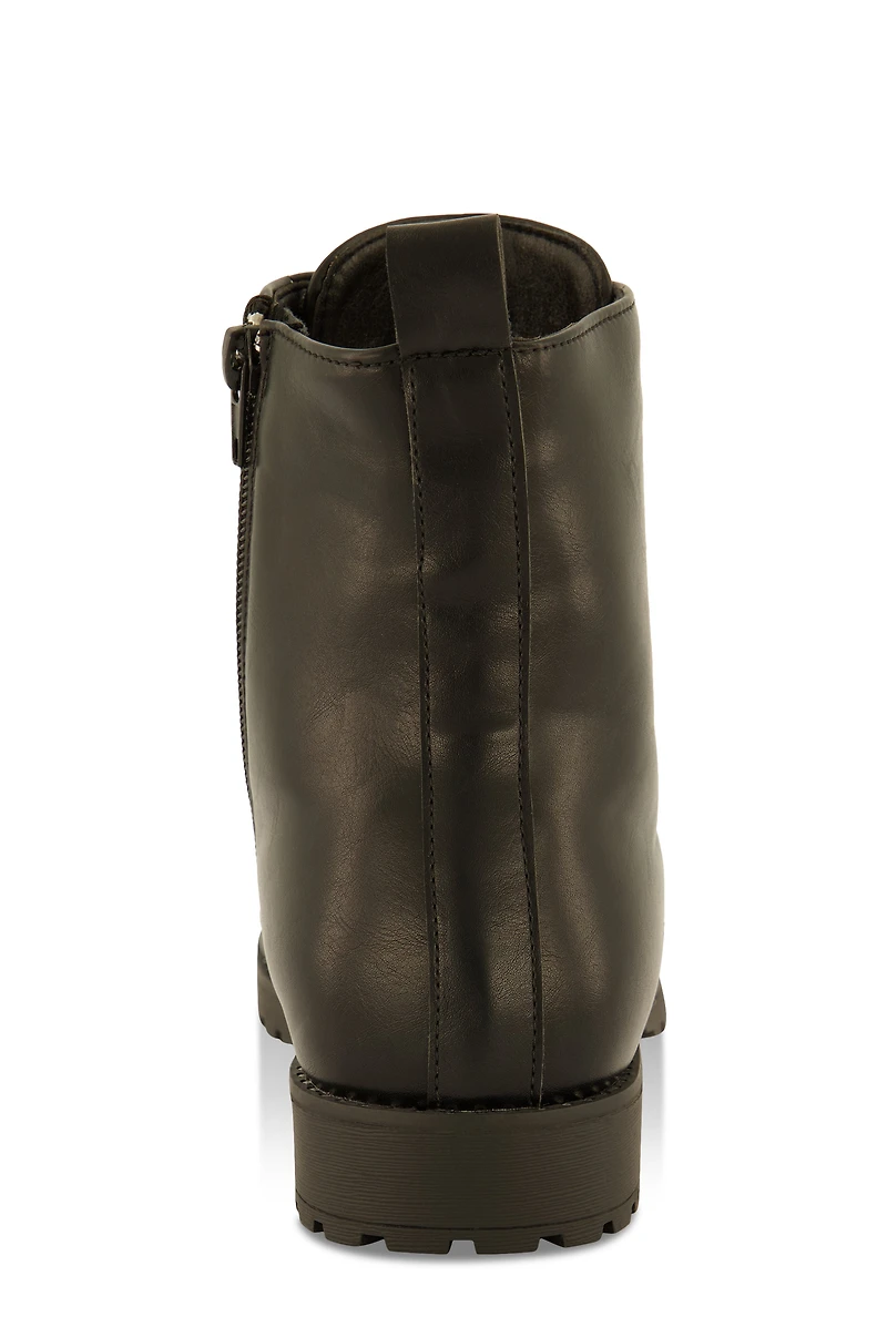 Womens Girls Rhinestone Lace Up Combat Boots, Black, Size 12