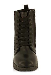 Womens Girls Rhinestone Detail Combat Boots, Black, Size 13