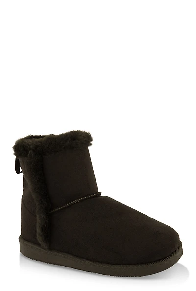 Girls Faux Fur Trim Side Zip Booties