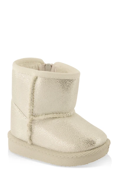 Baby Girls Faux Fur Lined Side Zip Boots