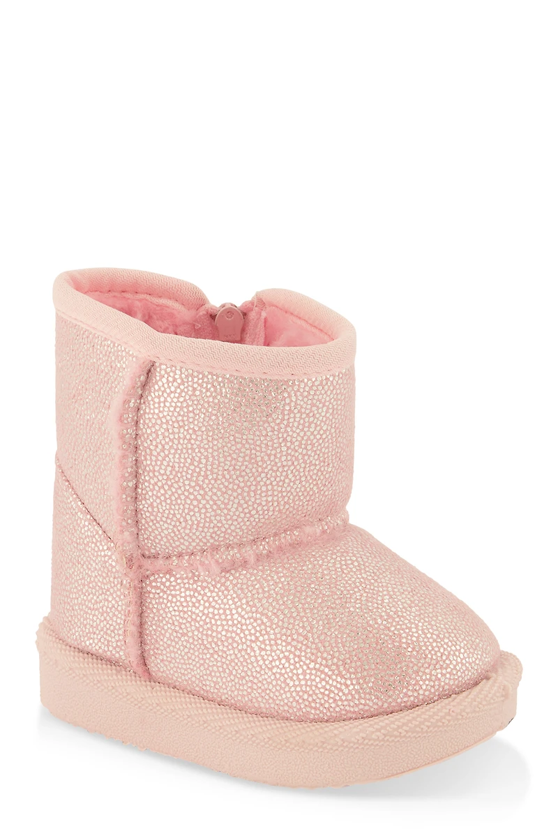 Baby Girls Faux Fur Lined Side Zip Boots
