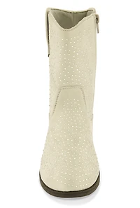 Womens Girls Rhinestone Cowboy Boots, Grey, Size 4