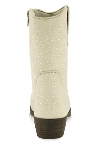 Womens Girls Rhinestone Cowboy Boots, Grey, Size 4