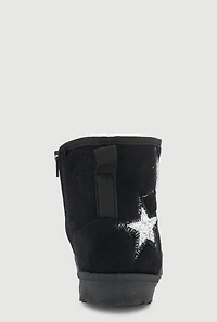 Womens Toddler Girls Glitter Star Detail Side Zip Booties,