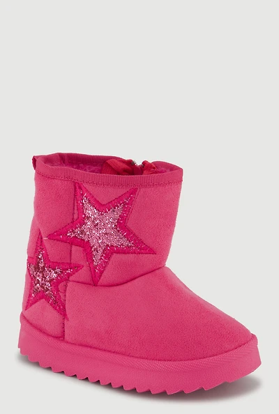 Toddler Girls Glitter Star Detail Side Zip Booties