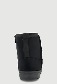 Womens Toddler Girls Faux Fur Lined Sequin Smiley Suede Booties,