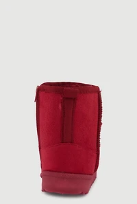 Toddler Girls Faux Fur Lined Sequin Smiley Suede Booties