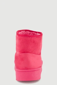 Womens Girls Faux Fur Lined Embroidered Patch Boots, Pink,