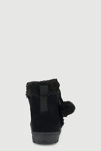 Womens Toddler Girls Rhinestone Butterfly Pom Pom Detail Faux Suede Boots, Black, Size 9