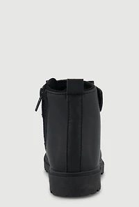 Womens Toddler Girls Bow Velcro Strap Lace Up Combat Boots,