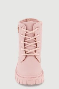 Toddler Girls Rhinestone Heart Buckle Combat Boots