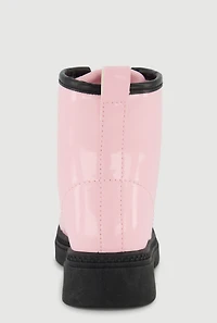 Toddler Girls Faux Leather Slip On Combat Boots