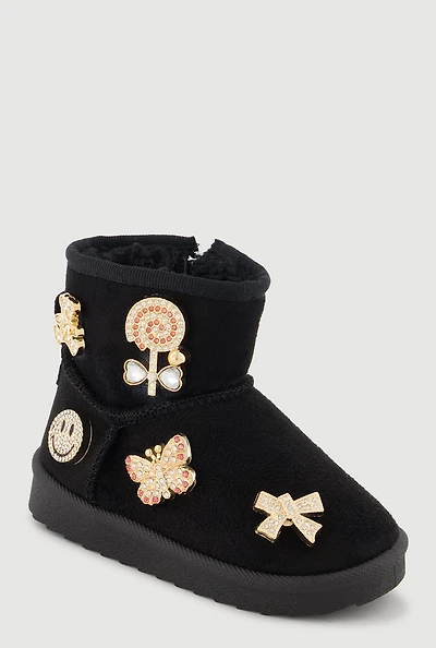 Toddler Girls Rhinestone Charm Booties