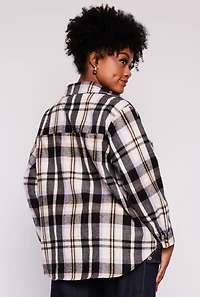 Womens Plus Size Plaid Pattern Button Front Shirt, Multi, Size 2X