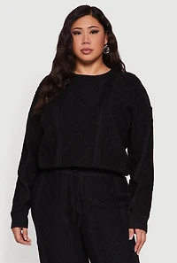 Plus Cable Knit Crew Neck Sweater