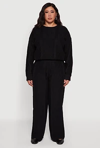Plus Cable Knit Crew Neck Sweater