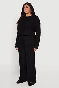 Plus Cable Knit Crew Neck Sweater