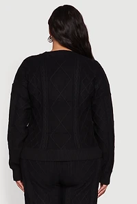 Plus Cable Knit Crew Neck Sweater