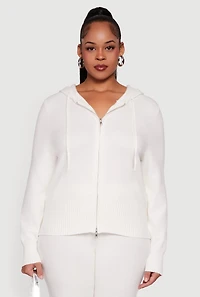 Plus Zip Front Sweater Hoodie