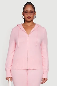 Plus Zip Front Sweater Hoodie