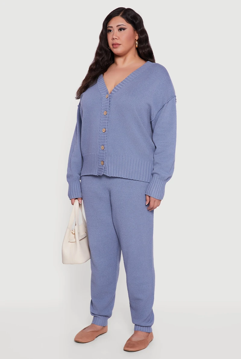 Plus Drop Sleeve Button Front Cardigan