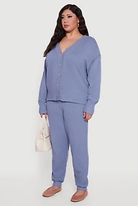 Plus Drop Sleeve Button Front Cardigan