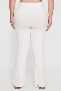 Plus High Waisted Cable Knit Flare Leg Pants