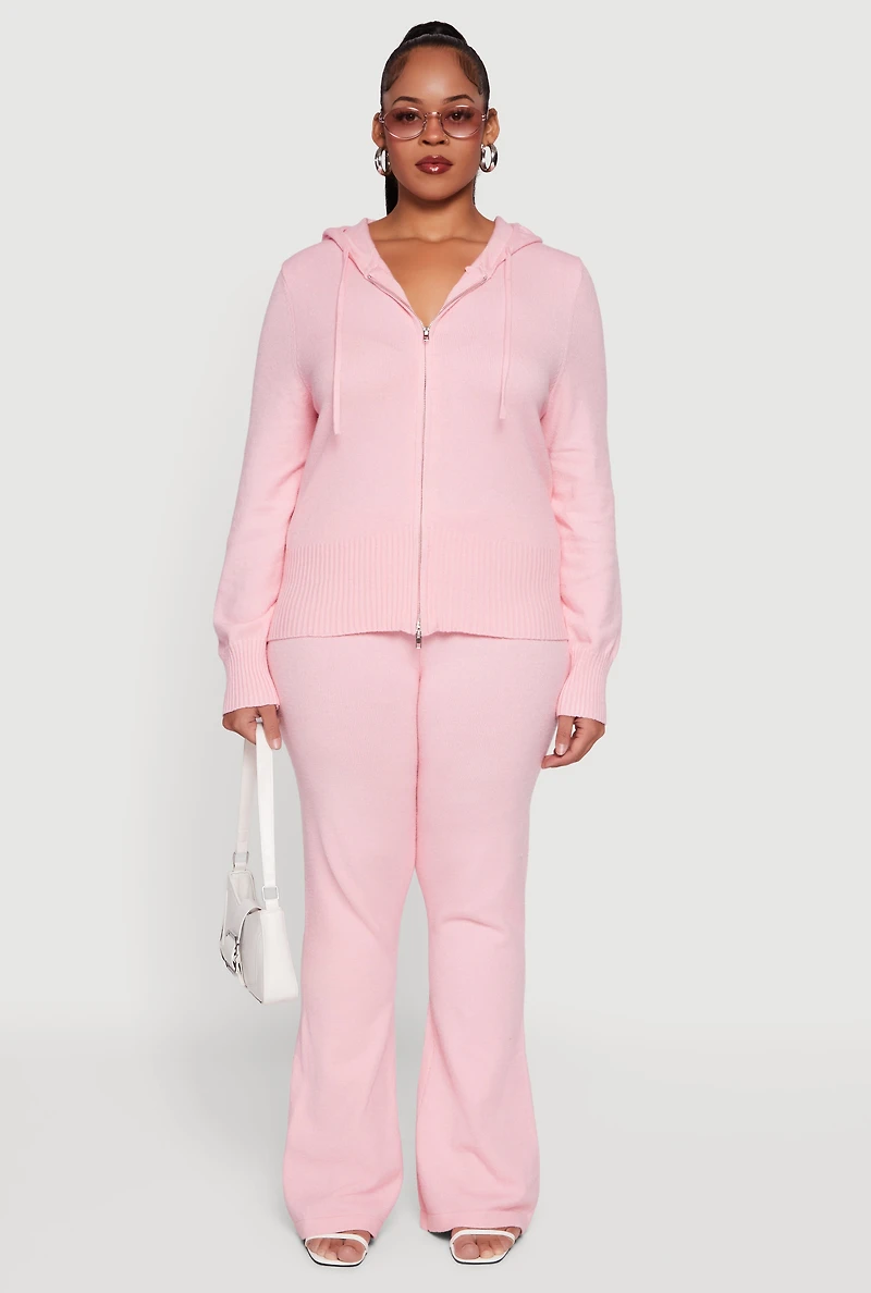 Plus Fold Over Pull On Flare Pants