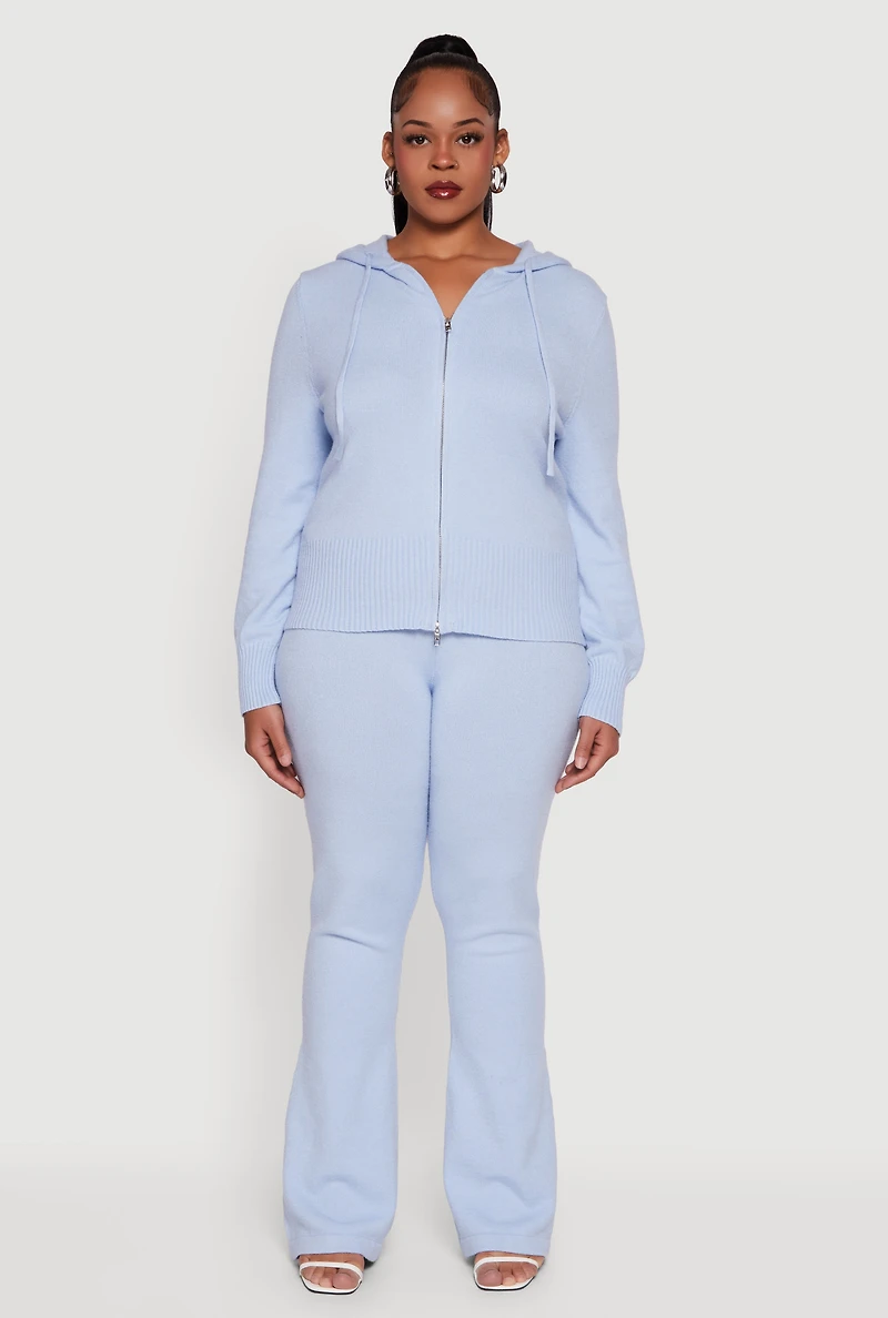 Plus Fold Over Pull On Flare Pants