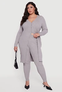 Womens Plus Size Cable Knit High Waisted Leggings, Grey, Size 4X