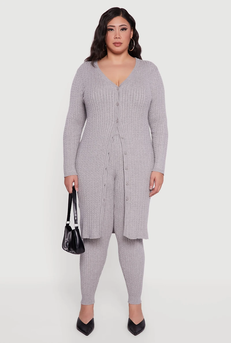 Plus Cable Knit High Waisted Leggings