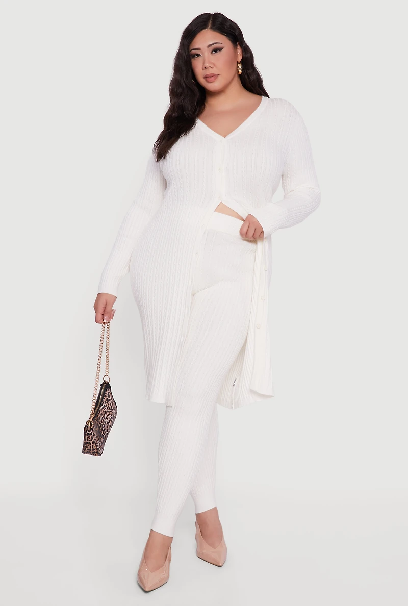 Plus Cable Knit High Waisted Leggings