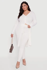 Plus Cable Knit High Waisted Leggings