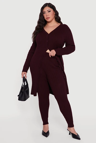 Plus Cable Knit High Waisted Leggings