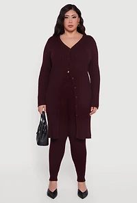 Plus Cable Knit High Waisted Leggings