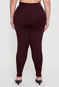 Plus Cable Knit High Waisted Leggings