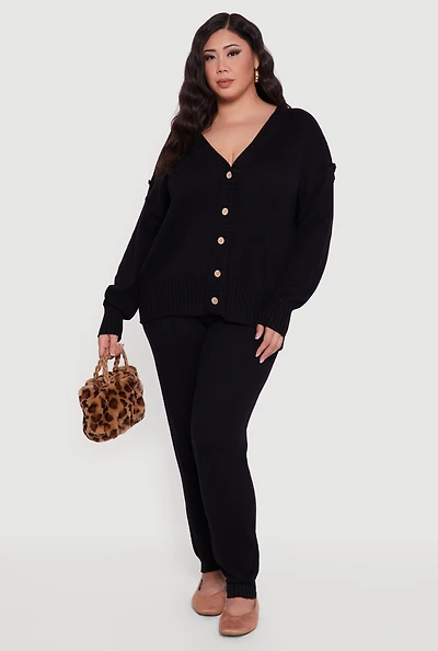 Womens Plus High Waisted Knit Joggers,