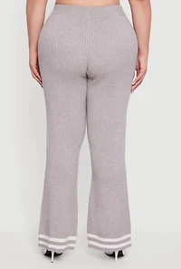 Plus Varsity Stripe High Waisted Pull On Flare Pants