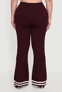 Plus Varsity Stripe High Waisted Pull On Flare Pants