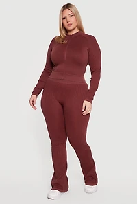 Plus Acid Wash High Waisted Boot Cut Leggings