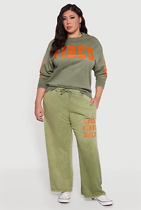 Plus Acid Wash Good Vibes Only Graphic Sweatpants