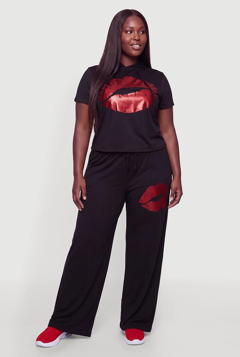 Plus Lip Graphic Hooded Top