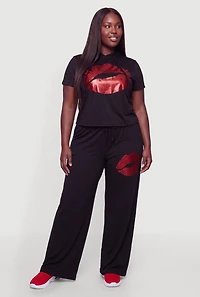 Plus Lip Graphic Hooded Top