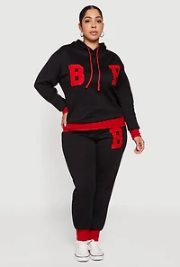 Plus Chenille B Initial Patch Graphic Sweatshirt