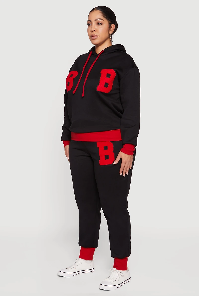 Plus Chenille B Initial Patch Graphic Sweatshirt