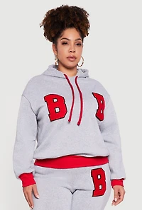 Plus Chenille B Initial Patch Graphic Sweatshirt