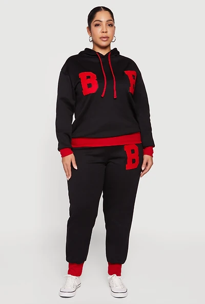 Plus Chenille B Initial Patch Graphic Joggers